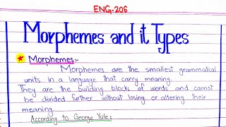 Morphemes and it Types ENG206 4thsememster pu [upl. by Adiol]