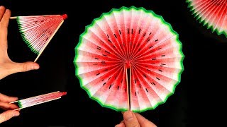 Basteln mit Papier Wassermelonen Fächer selber machen 🍉 DIY Life Hacks gegen Langeweile Geschenk [upl. by Jocelin892]