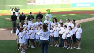 Charlotte Academy of Music Childrens Choir performs National Anthem on Knights baseball Game [upl. by Eva]