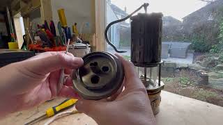 Changing the wick on a Koehler 209 Miners lamp [upl. by Ilarrold827]