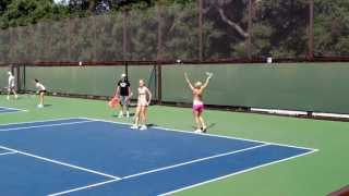 Radwanska sisters practicing serves [upl. by Yrrok]