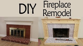 DIY Fireplace Remodel Pt 1 Whitewashing Brick amp Custom Surround [upl. by Oirottiv]