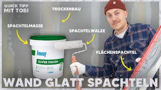 WAND GLATT SPACHTELN mit SPACHTELWALZE Einfacher als mit Kelle und Traufel  Quick Tipp 06 [upl. by Einrae]