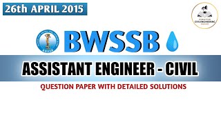 BWSSB Assistant Engineer Civil Question Paper Solutions  BWSSB Recruitment 2015 [upl. by Cormac]