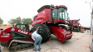 Welker Farms Clifford 8230 Case Combine gets the Worlds Largest Ag Tires [upl. by Rehptosirhc]