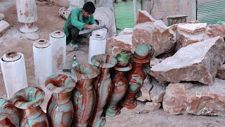 How Craftsmen make Beautiful marble Flowers Vases Pot  See how these people earn money hard work [upl. by Oiciruam]