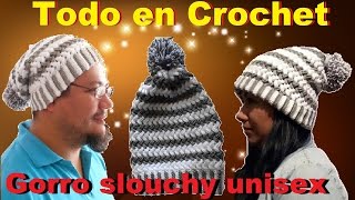 Gorro tejido a crochet  slouchy unisex para caballero yo damas [upl. by Ynnek563]