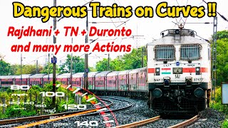 Dangerous Speeding Trains on Curve 🔥 Rajdhani  Humsafar  Duronto and many more Actions🔥 High Speed [upl. by Fendig]