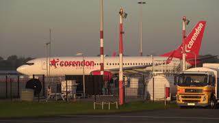 Corendon Airlines Europe B737800 Takeoff Groningen Airport Eelde [upl. by Feola]