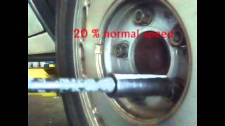 Impact gun installing lug nut with Torque stick Slo Mo [upl. by Rambow531]