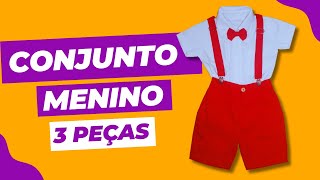 👖🧵 COMO FAZER BERMUDA INFANTIL COM SUSPENSÓRIO CAMISA SOCIAL  GRAVATA PASSO A PASSO 👖🧵 [upl. by Kleon771]