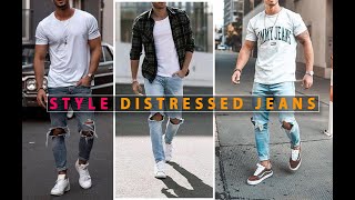 ripped jeans outfits  How To Style Distressed Jeans shorts [upl. by Eelano]