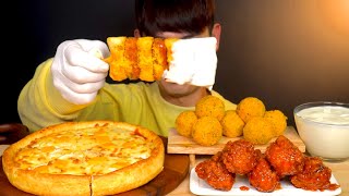 ASMR 굽네 시카고피자 🍕와 뿌링치즈볼 뿌링소떡 양념치킨닭다리 먹방 Chicago Pizza With Cheese Ball Chicken Legs 🍗 MuKBang [upl. by Ermeena]