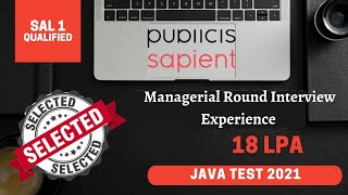 Publicis Sapient Managerial Round Interview Questions  Insights and Tips for a Developer  Selected [upl. by Burger]