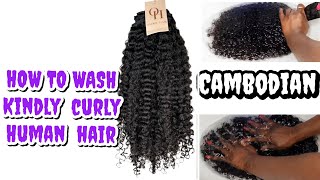 HOW TO PROPERLY WASH HUMAN KINKY CURLY HAIR WEFT  Ft ONDIBU HAIR [upl. by Archle]