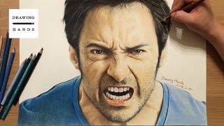 Speed Drawing Hugh Jackman Drawing Hands [upl. by Richella]