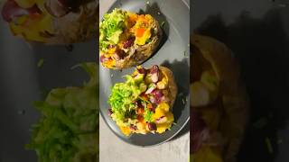 Yummy Stuffed Baked Potatoes Easy vegetarian dinner recipe bakedpotatoes [upl. by Weinshienk]