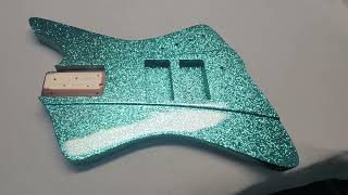 Sandberg Forty Eight Bass refinished in Ocean Aqua Metal Flake  GuitarPaintGuys [upl. by Hultgren831]