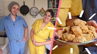 Making Vegan Fried Chicken While Wearing Rompers [upl. by Eannaj214]