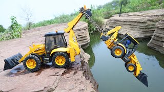 Jcb 3dx And Tata Hyva Accident River Pulling Out Jcb 3dx  Tata Dumper Tipper  Cartoon video CS Toy [upl. by Teodor]