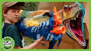 Dinosaur Box Fort Challenge amp Escape  TRex Ranch Dinosaur Videos for Kids [upl. by Edan813]