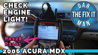 2006 Acura MDX Check Engine Light DTC P2101 amp P0128  Innova 5610 Car Scan Tool [upl. by Annavaig]