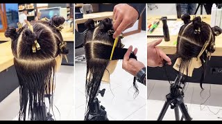 Short Layered bob Haircut with Fringe Bangs  Textured Bob Hair Tutorial [upl. by Lorne]