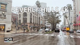 Rainy Beverly Hills  Scenic Drive 4K HDR  Los Angeles USA [upl. by Obadiah]