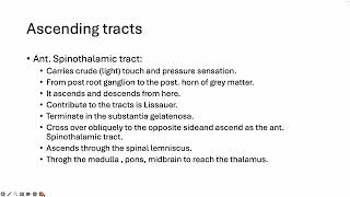 neuroanatomy lect 6 ascending tracts [upl. by Sidky]