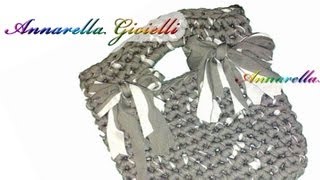 Tutorial  Borsa in fettuccia alluncinetto  Facile [upl. by Afrikah]