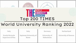 2022Top 200 TIMES World University Ranking 2022｜Times higher education 2022 University Ranking [upl. by Mandeville]