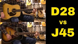 Martin D28 vs Gibson J45  Acoustic Guitar Comparison [upl. by Ecnerolf682]