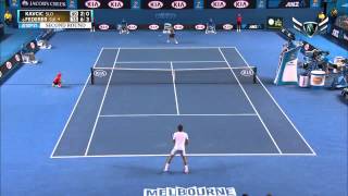 Roger Federer vs Blaz Kavcic Australian Open 2014 Amazing Point [upl. by Yehus745]