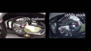 2016 bmw c650 sport malossi vs stock 0100 [upl. by Nauwtna]