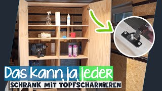 Passgenauer Schrank selber bauen aus Multiplex mit Topfscharnieren  DIY [upl. by Amsirhc]