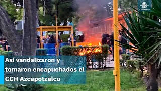 Encapuchados vandalizan y toman el CCH Azcapotzalco [upl. by Damita]