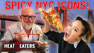 NYC Classics SPICY EDITION Pizza Halal Cart  Chinese with Andrew Zimmern  Heat Eaters [upl. by Akayas406]