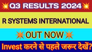 R System Q3 Results 🔴 R System International Results 🔴 R Systems International Ltd Share Latest News [upl. by Yajiv]