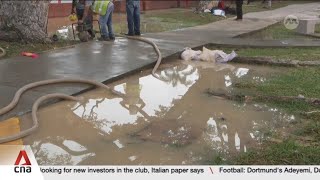 Parts of Marine Parade flooded for hours due to damaged water pipe repair works ongoing [upl. by Onilatac]