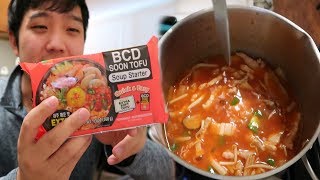 Cooking Instant Korean Tofu Soup Kimchi Soon dubu Jjigae 김치순두부찌개 [upl. by Eel]