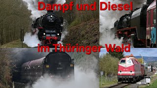 01 1104 mit 50 3501 und 229 181 Dampf  Diesel im Thüringer Wald [upl. by Annoid]