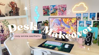 Desk Makeover ✨👩🏻‍💻 🎮 cozy anime aesthetic [upl. by Tiffi]