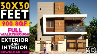 Small Space 30 By 30 Feet House Design With 2 Bedroom  Plan22 [upl. by Archer]