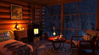 Cozy Winter Cabin  Relaxing Blizzard and Snowstorm Sounds w Fireplace for Sleep amp Relaxation [upl. by Thomey]