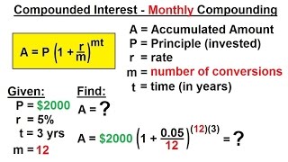 Business Math  Finance Math 4 of 30 Compound Interest  Monthly Compounding [upl. by Eenad219]