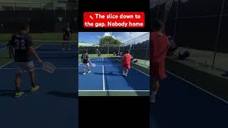 💭 Since he overcommitted I found the gap and hit a flat backspin pickleballstrategy [upl. by Heather]