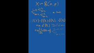 Deriving the Expectation and Variance of the Binomial Distribution shorts maths statistics [upl. by Francesco]