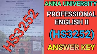 Anna University Professional English II Answer Key  HS3252 Answer Key  Engineering English Key AU [upl. by Lainad]