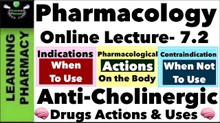 CH 72  AntiCholinergic Drugs  Pharmacological Action  Indications amp Contraindications [upl. by Corrine575]