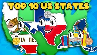 The Top 10 US States By GDP  US State Geography for Kids  KLT [upl. by Ellinger]